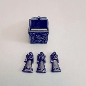 Pewter Cube Openable Box Charm Pendant With Mini Angels Inside
